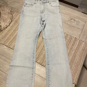 Express Light Wash Women's Cropped Flare Jeans